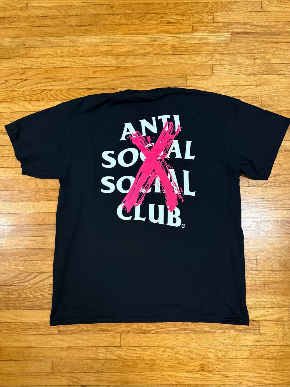 Anti Social Social Club Black Tee with Pink Brush X